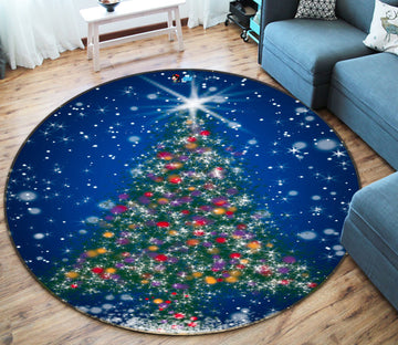 3D Tree 54125 Christmas Round Non Slip Rug Mat Xmas