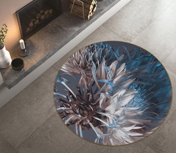 3D Flowers 29107 Round Non Slip Rug Mat