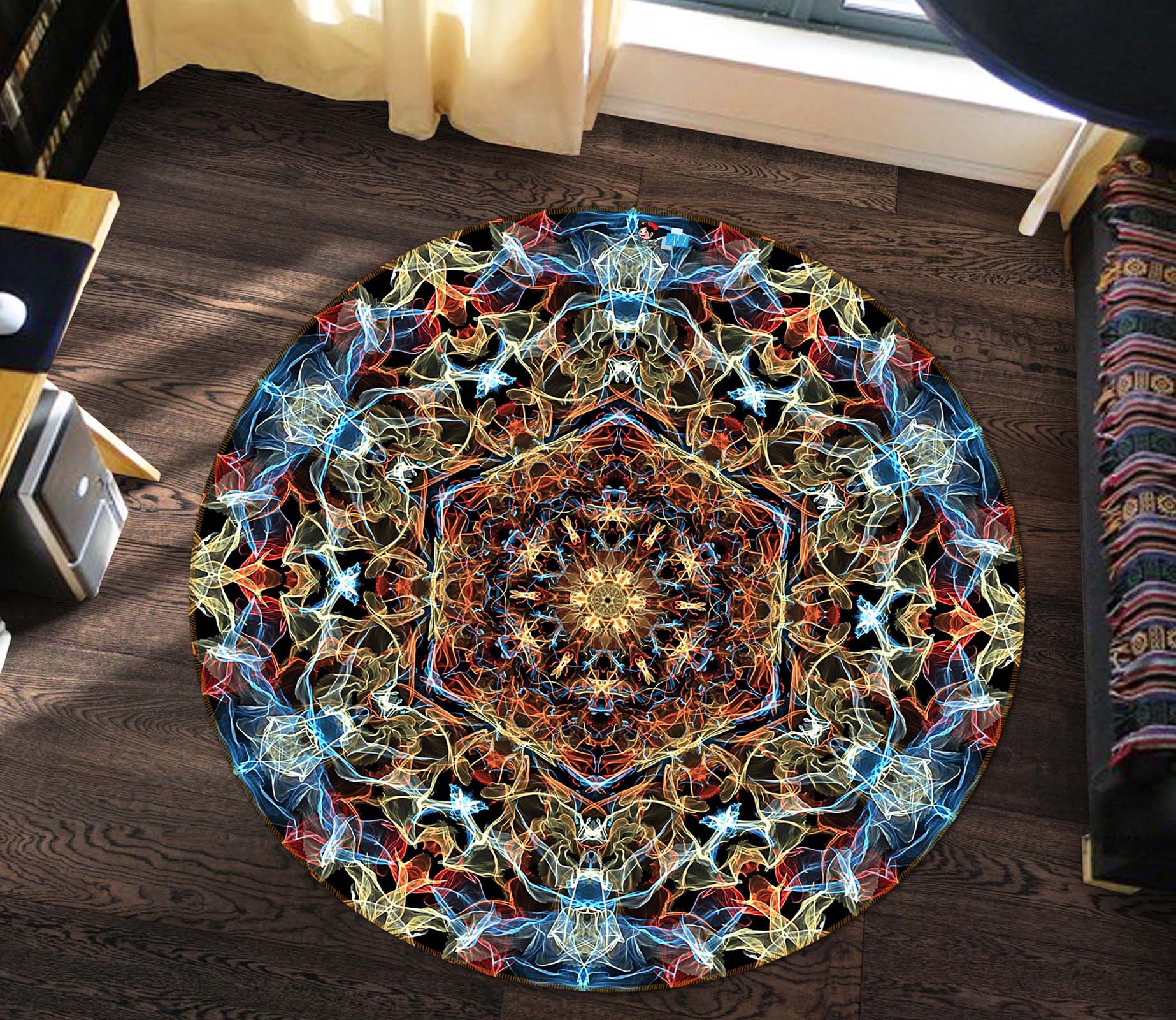 3D Pattern Totem 74276 Round Non Slip Rug Mat