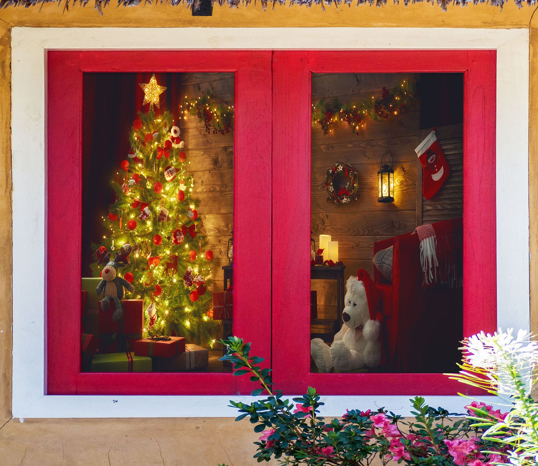 3D Christmas Tree Gift 43107 Christmas Window Film Print Sticker Cling Stained Glass Xmas