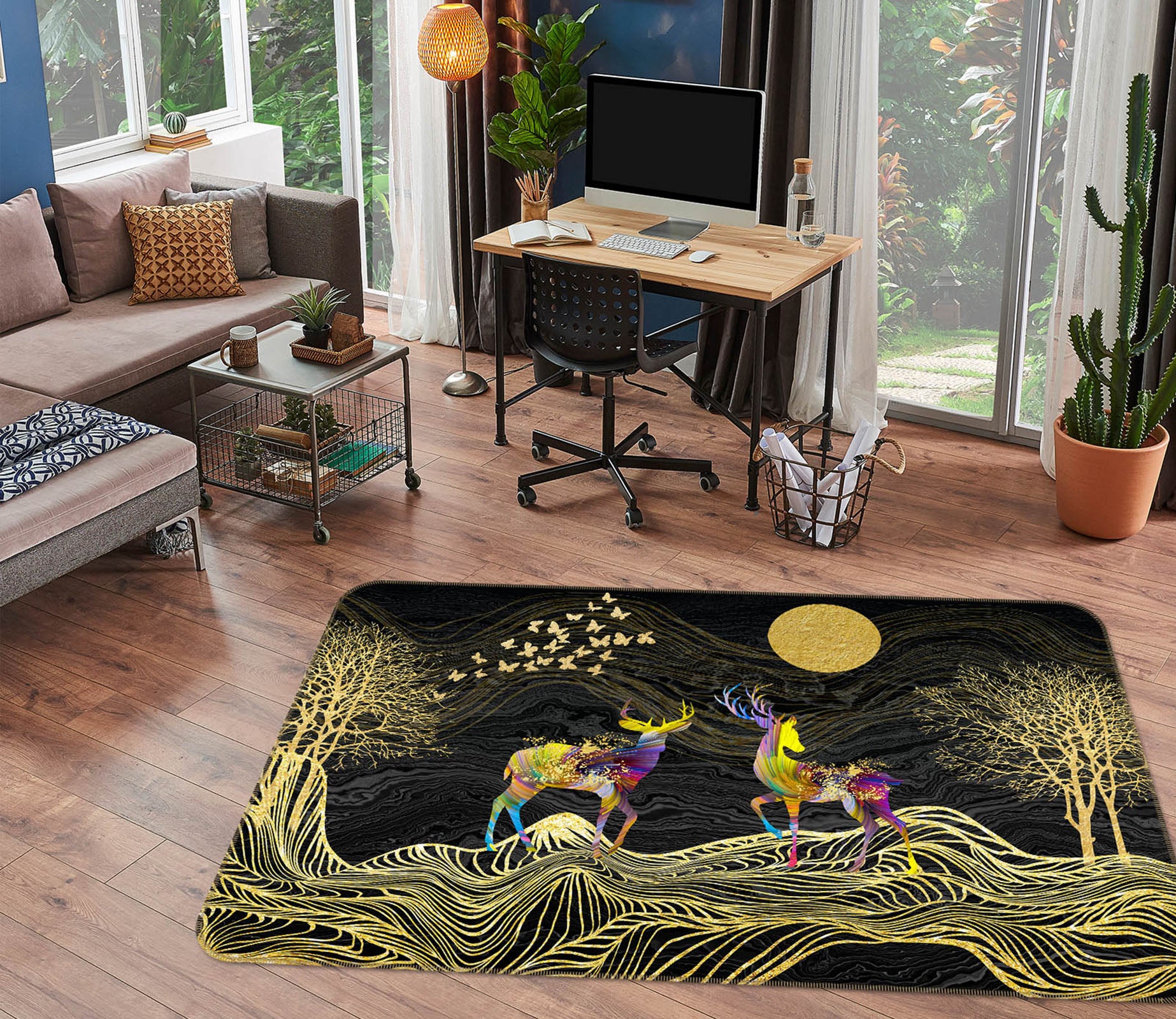 3D Deer Pattern 34057 Non Slip Rug Mat