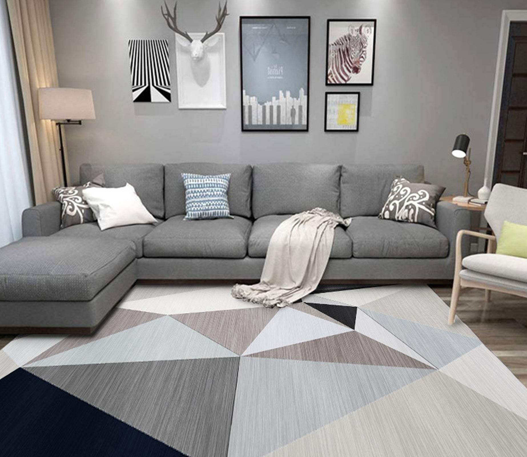 3D Color Geometry WG217 Non Slip Rug Mat Mat AJ Creativity Home 