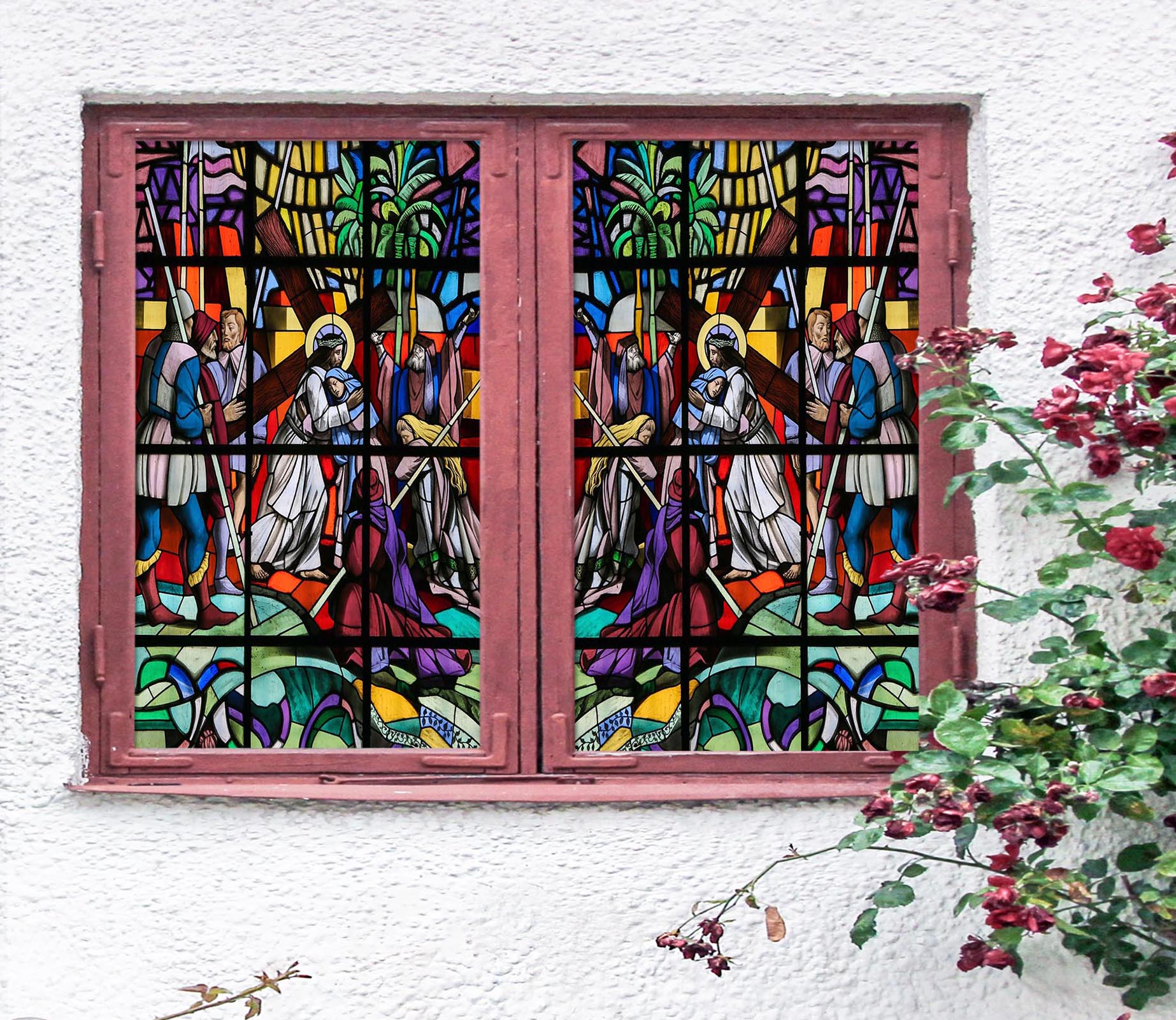 3D Church Compassion 324 Window Film Print Sticker Cling Stained Glass UV Block