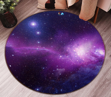 3D Purple Starry Sky 74102 Round Non Slip Rug Mat