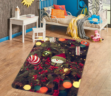 3D Tree Snowman Doll 55036 Christmas Non Slip Rug Mat Xmas