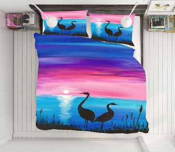 3D Flamingo Shadow 12148 Bed Pillowcases Quilt
