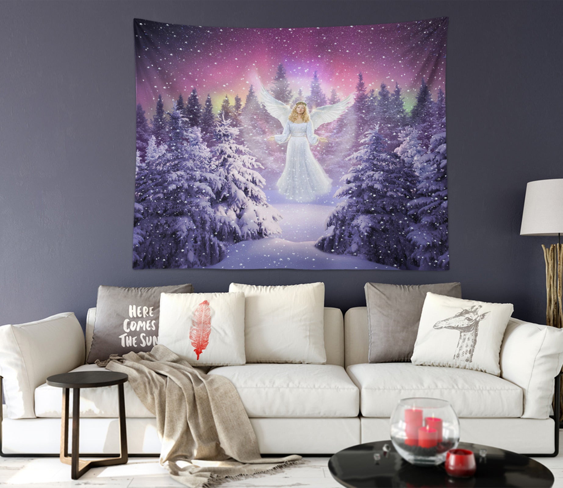 3D Snow Forest Angel 111136 Jerry LoFaro Tapestry Hanging Cloth Hang