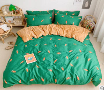 3D Green Carrot 18043 Bed Pillowcases Quilt