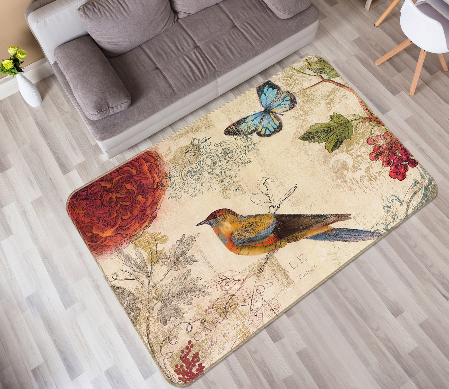 3D Bird Butterfly 30140 Non Slip Rug Mat