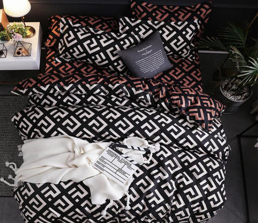 3D Black And White Square Totem 5168 Bed Pillowcases Quilt