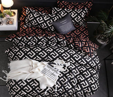 3D Black And White Square Totem 5168 Bed Pillowcases Quilt
