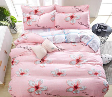 3D Pink Flowers 5086 Bed Pillowcases Quilt