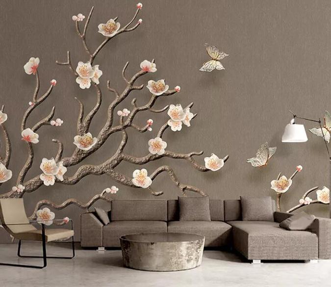 3D Branch Flower 1284 Wall Murals Wallpaper AJ Wallpaper 2 