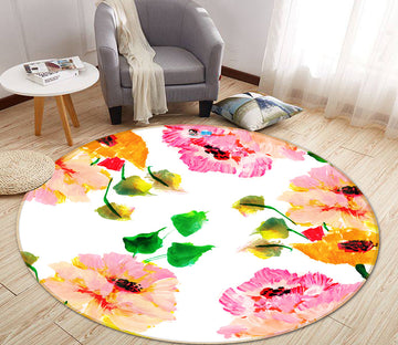 3D Flowers 64057 Round Non Slip Rug Mat