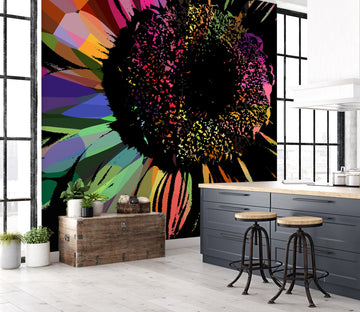 3D Black Colored Flowers 19111 Shandra Smith Wall Mural Wall Murals