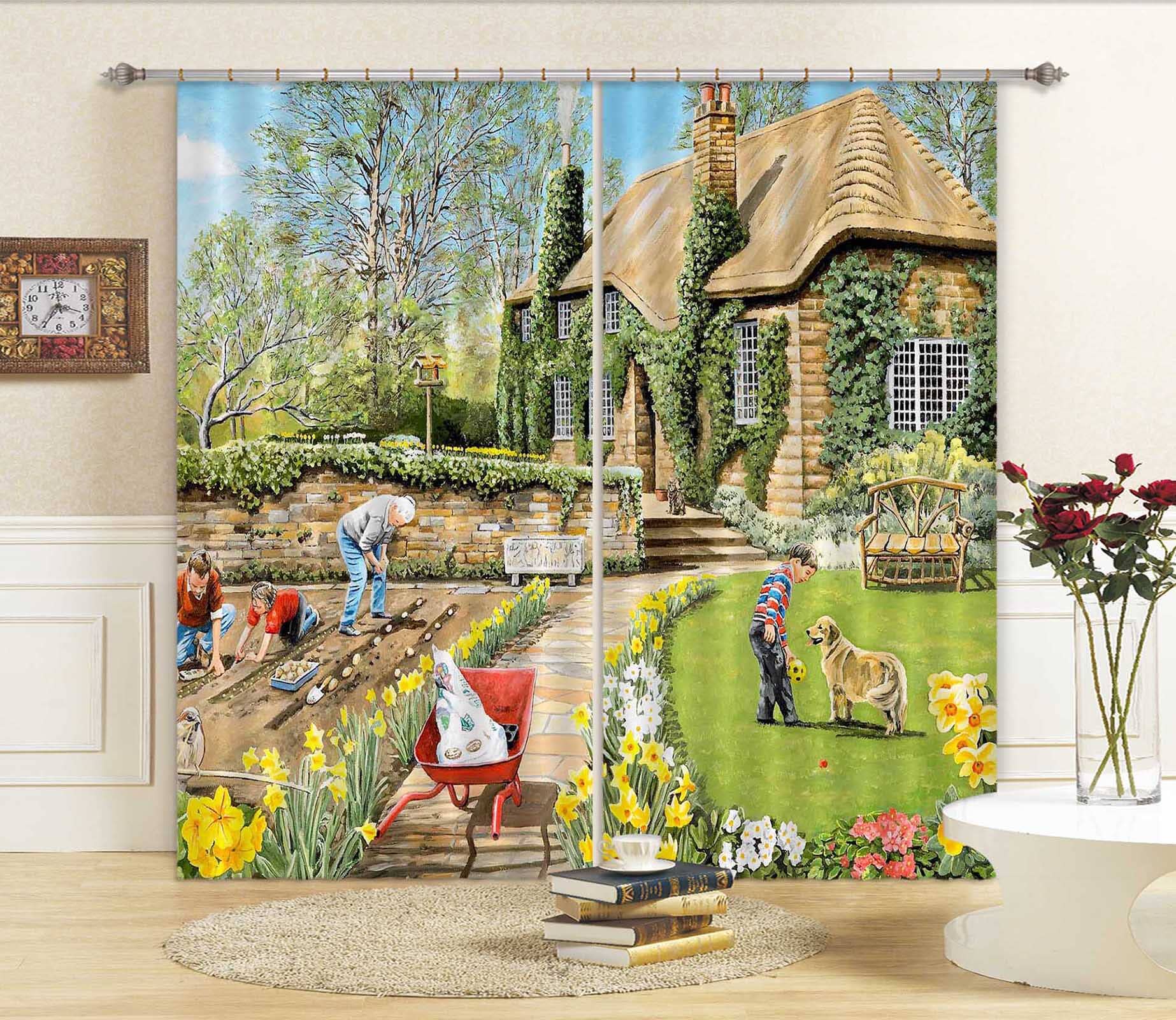 3D Spring Gardening 091 Trevor Mitchell Curtain Curtains Drapes Curtains AJ Creativity Home 
