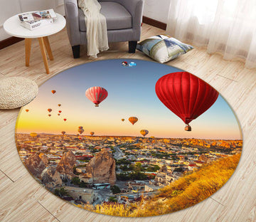 3D Hot Air Balloon 75105 Round Non Slip Rug Mat