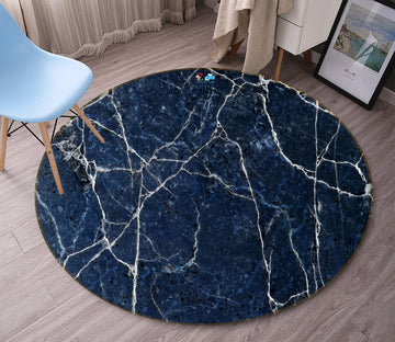 3D Black Marbling 69224 Round Non Slip Rug Mat