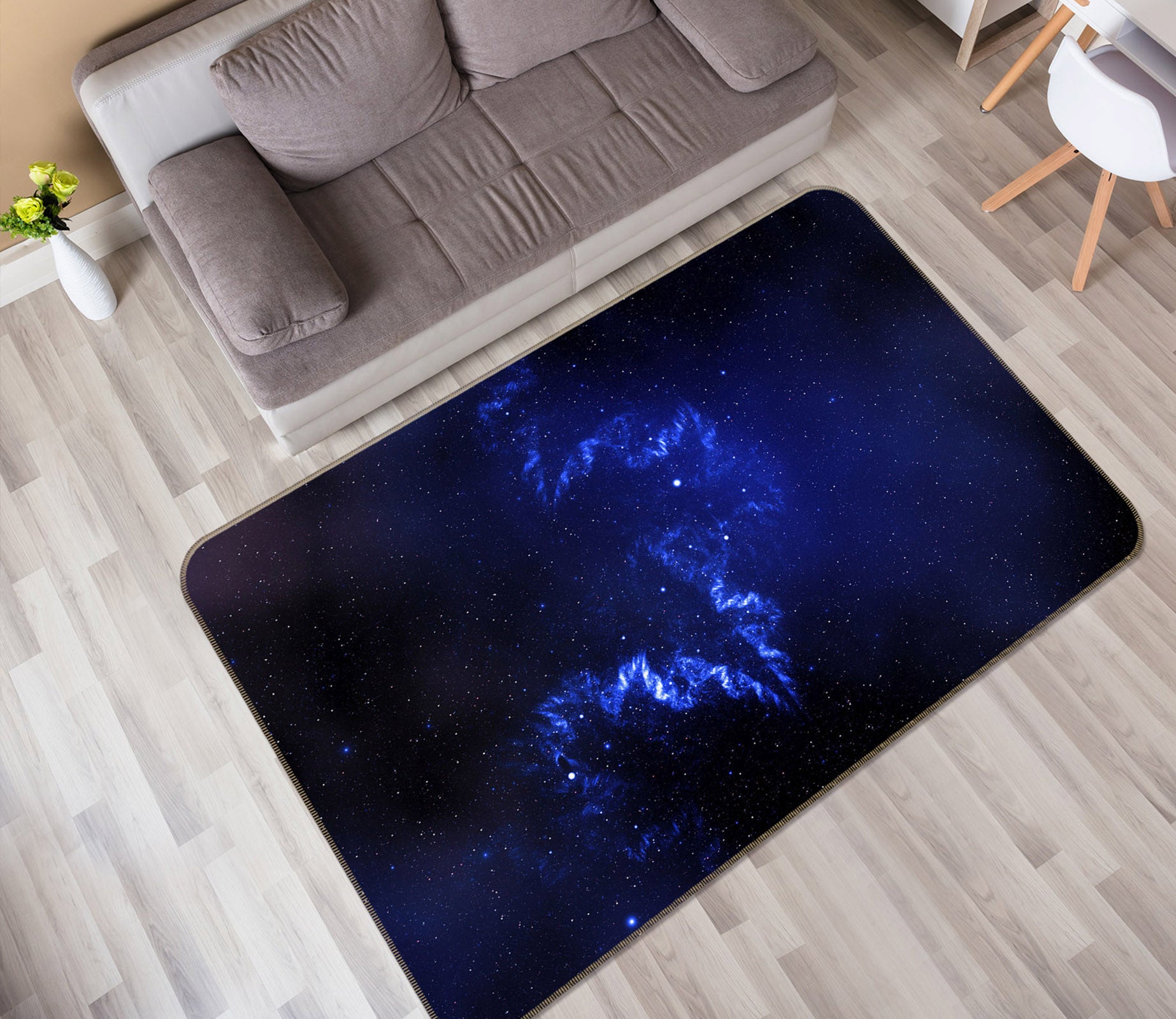 3D Dark Blue Starry 31137 Non Slip Rug Mat