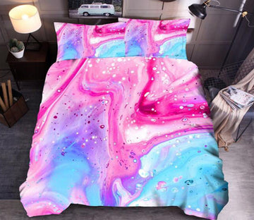3D Pink Blue 7023 Bed Pillowcases Quilt