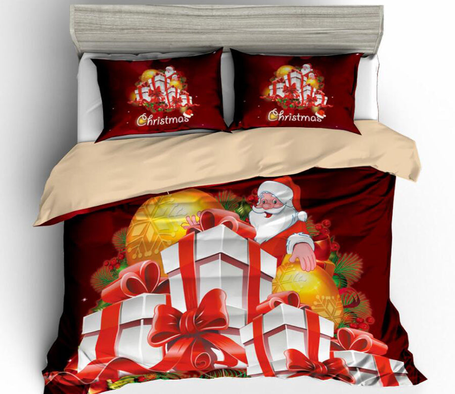 3D Pile Of Christmas Gifts 6015 Bed Pillowcases Quilt