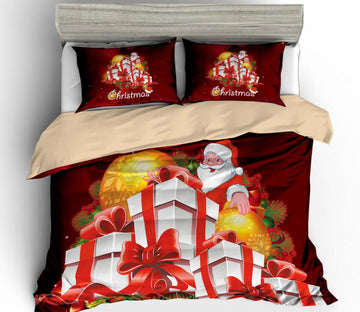 3D Pile Of Christmas Gifts 6015 Bed Pillowcases Quilt