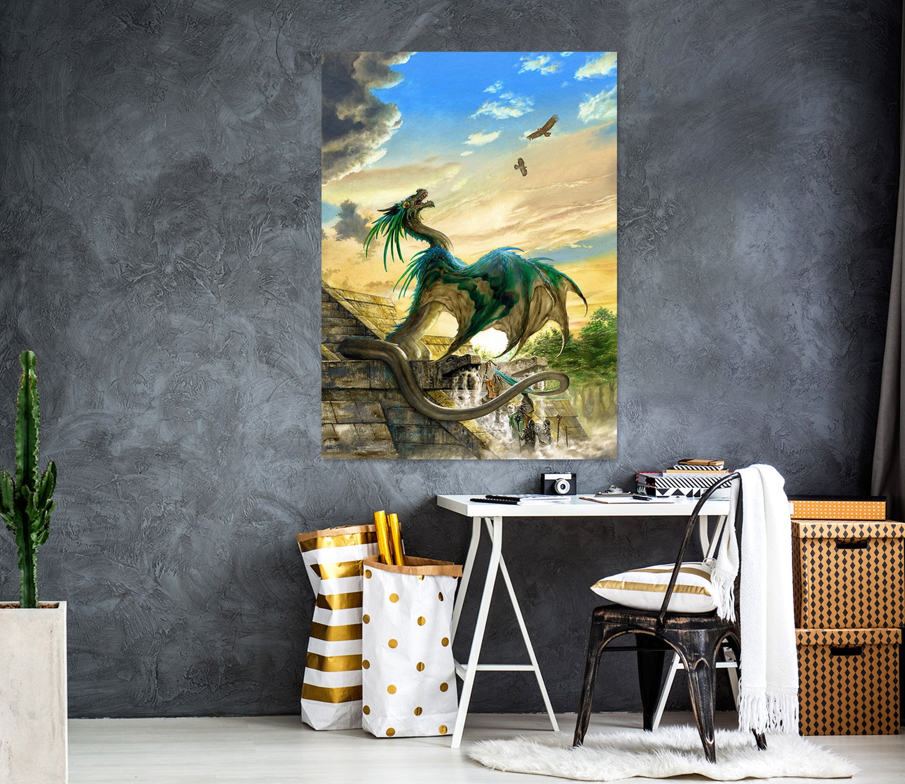 3D Sky Teal Dragon 8132 Ciruelo Wall Sticker