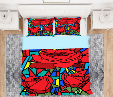 3D Red Rose 13221 Bed Pillowcases Quilt