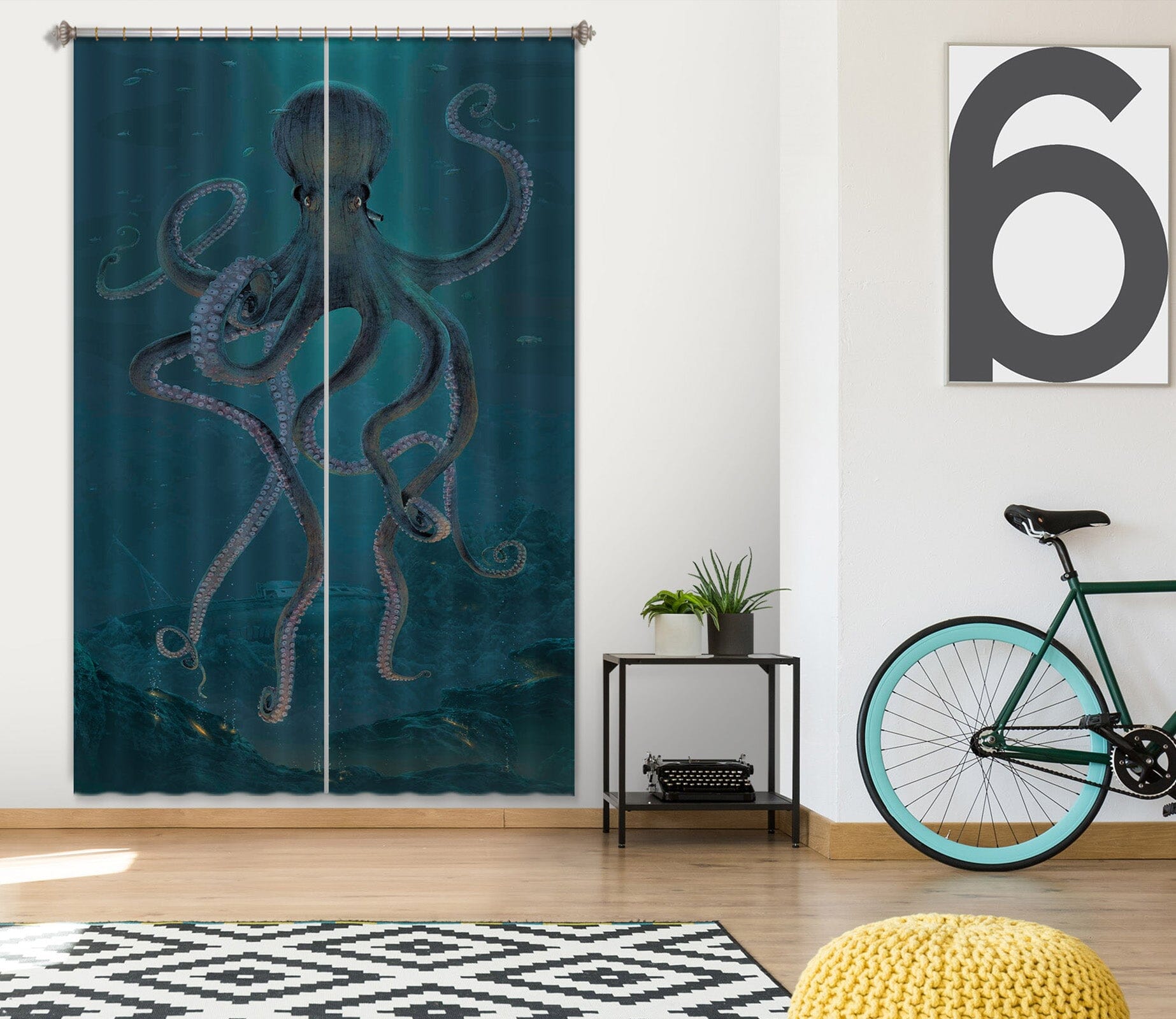 3D Giant Octopus 039 Vincent Hie Curtain Curtains Drapes Curtains AJ Creativity Home 