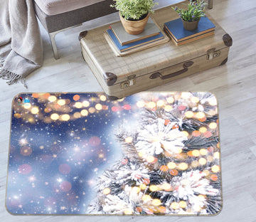 3D Snow Tree Light 55114 Christmas Non Slip Rug Mat Xmas