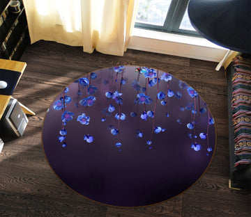 3D Purple Flower Vine 81021 Round Non Slip Rug Mat
