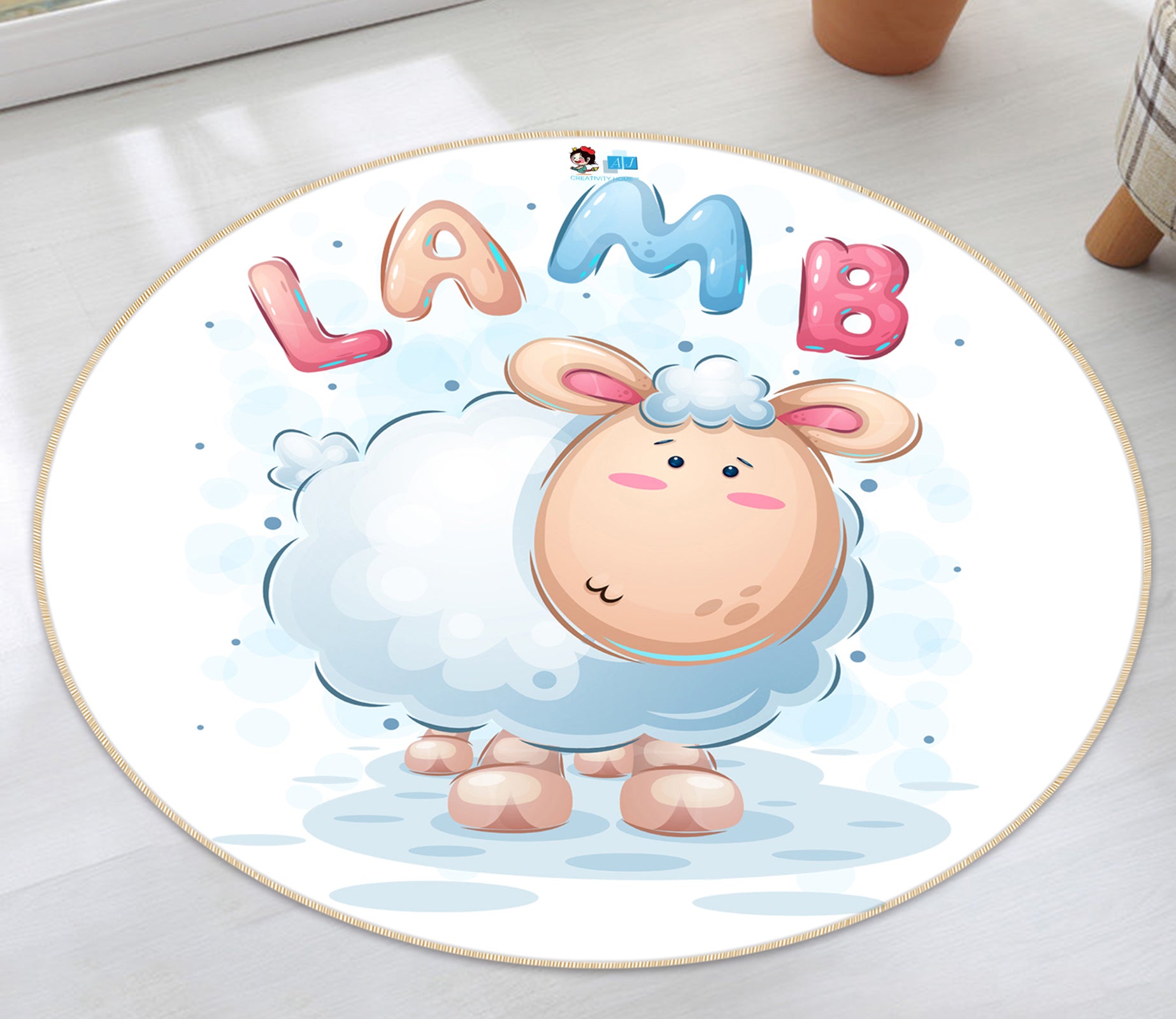 3D Sheep 81101 Round Non Slip Rug Mat