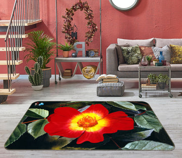 3D Red Flowers 11142 Matthew Holden Bates Rug Non Slip Rug Mat
