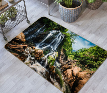 3D Mountain Running Water 29162 Non Slip Rug Mat