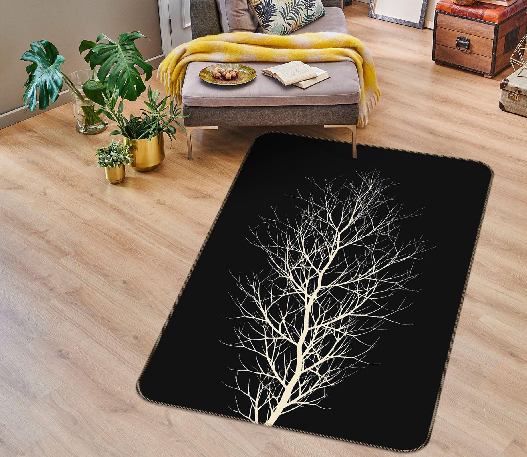 3D White Tree 84145 Boris Draschoff Rug Non Slip Rug Mat