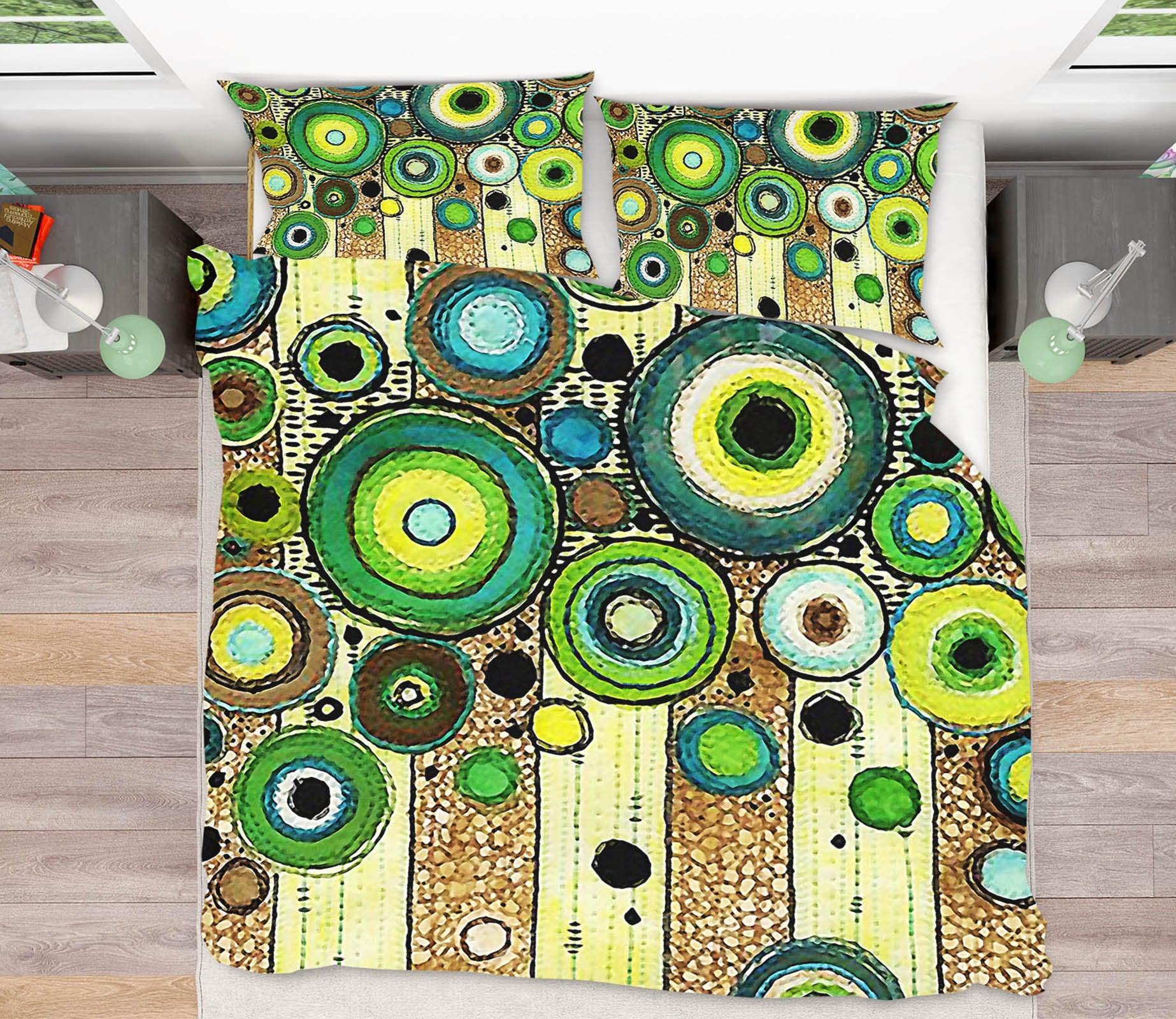3D Green Circle 12142 Bed Pillowcases Quilt