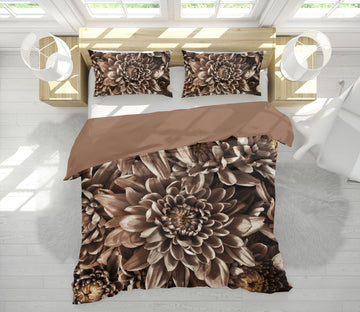 3D Brown Chrysanthemum 1009 Assaf Frank Bedding Bed Pillowcases Quilt Quiet Covers AJ Creativity Home 