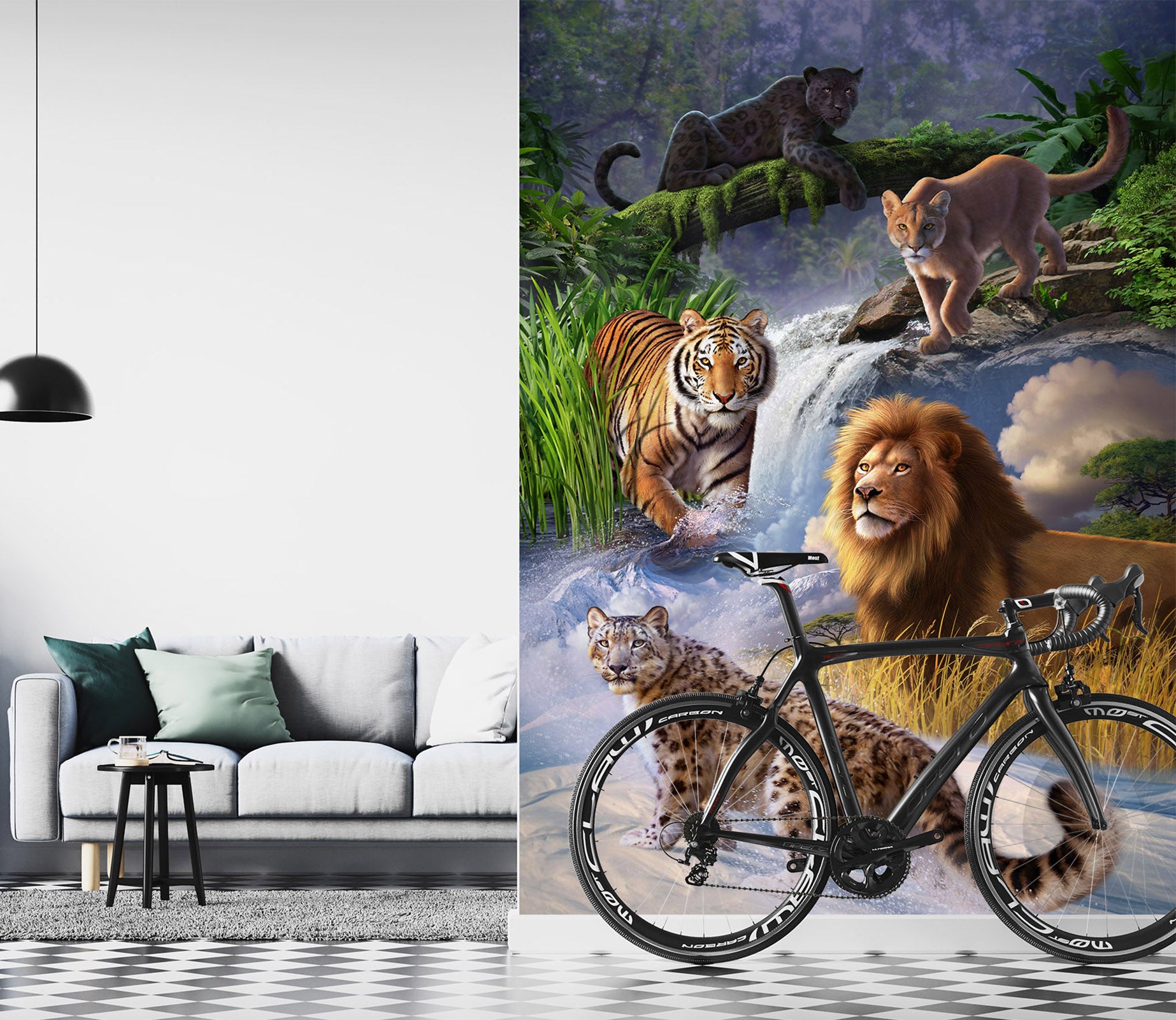 3D Tiger Lion 85037 Jerry LoFaro Wall Mural Wall Murals