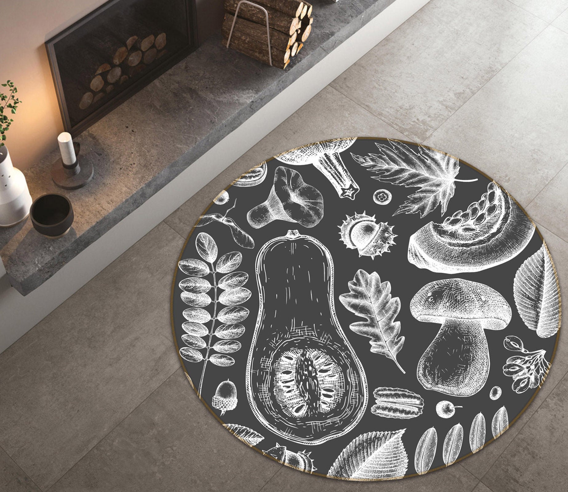 3D Vegetables 71233 Round Non Slip Rug Mat