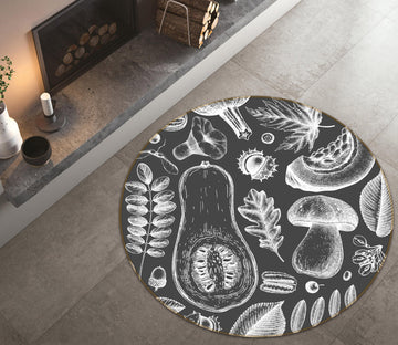 3D Vegetables 71233 Round Non Slip Rug Mat
