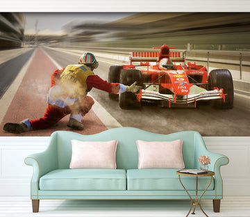 3D Orange Racing 187 Vehicle Wall Murals