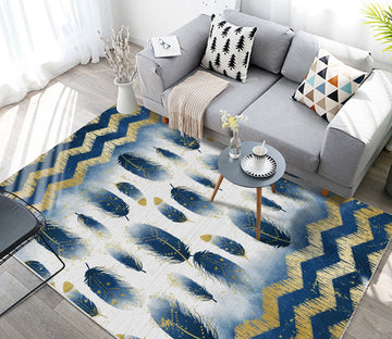 3D Black Feather WG534 Non Slip Rug Mat Mat AJ Creativity Home 