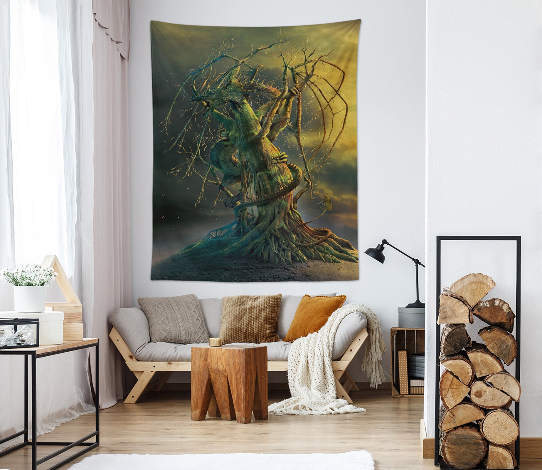 3D Wood Dragon 11745 Vincent Tapestry Hanging Cloth Hang