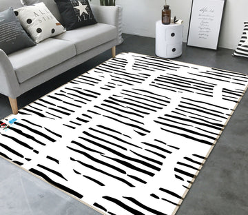 3D Black Stripes 107110 Kashmira Jayaprakash Rug Non Slip Rug Mat