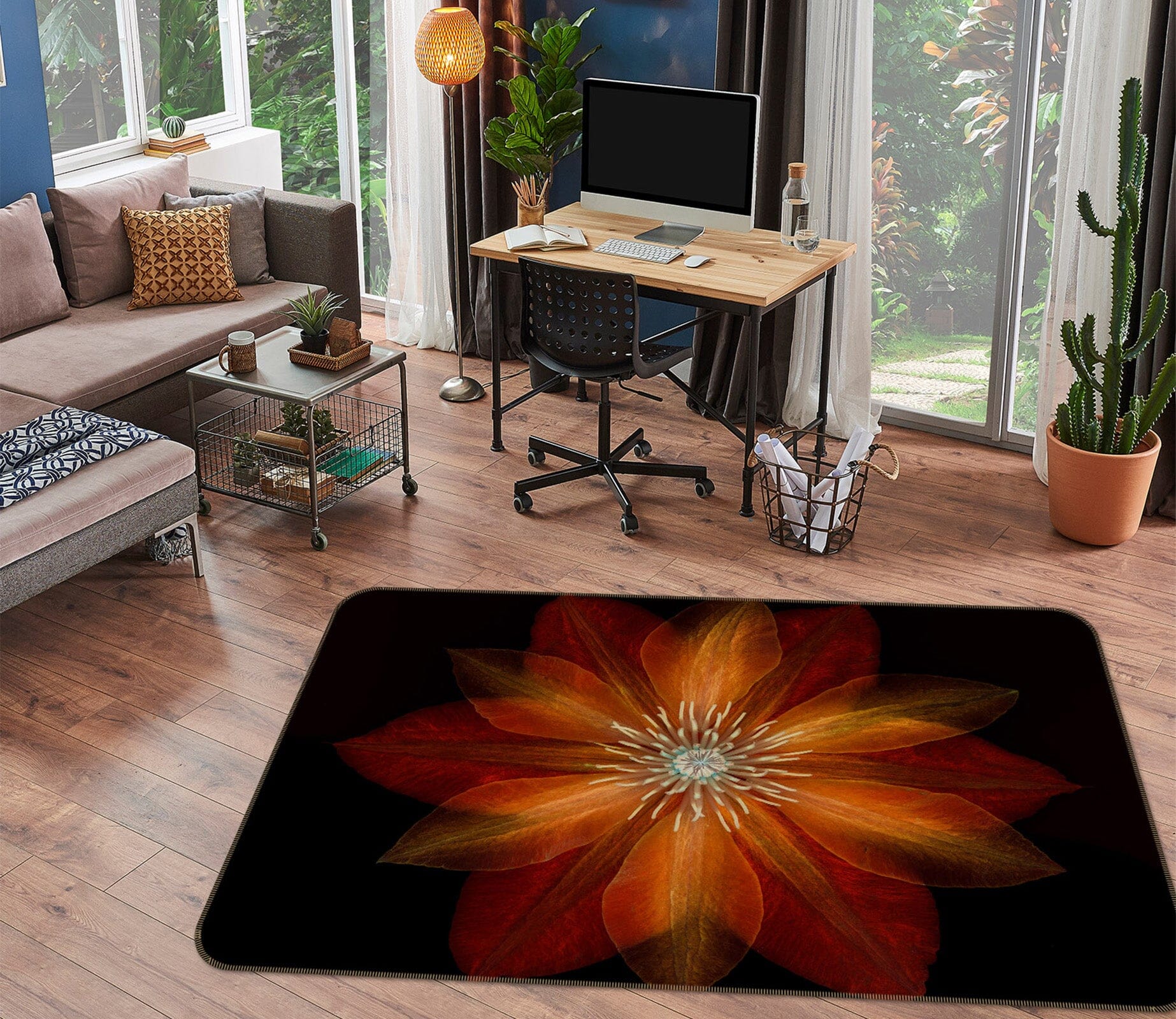 3D Fire Red Flower 1013 Assaf Frank Rug Non Slip Rug Mat Mat AJ Creativity Home 