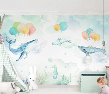 3D Balloon Dolphin WC214 Wall Murals