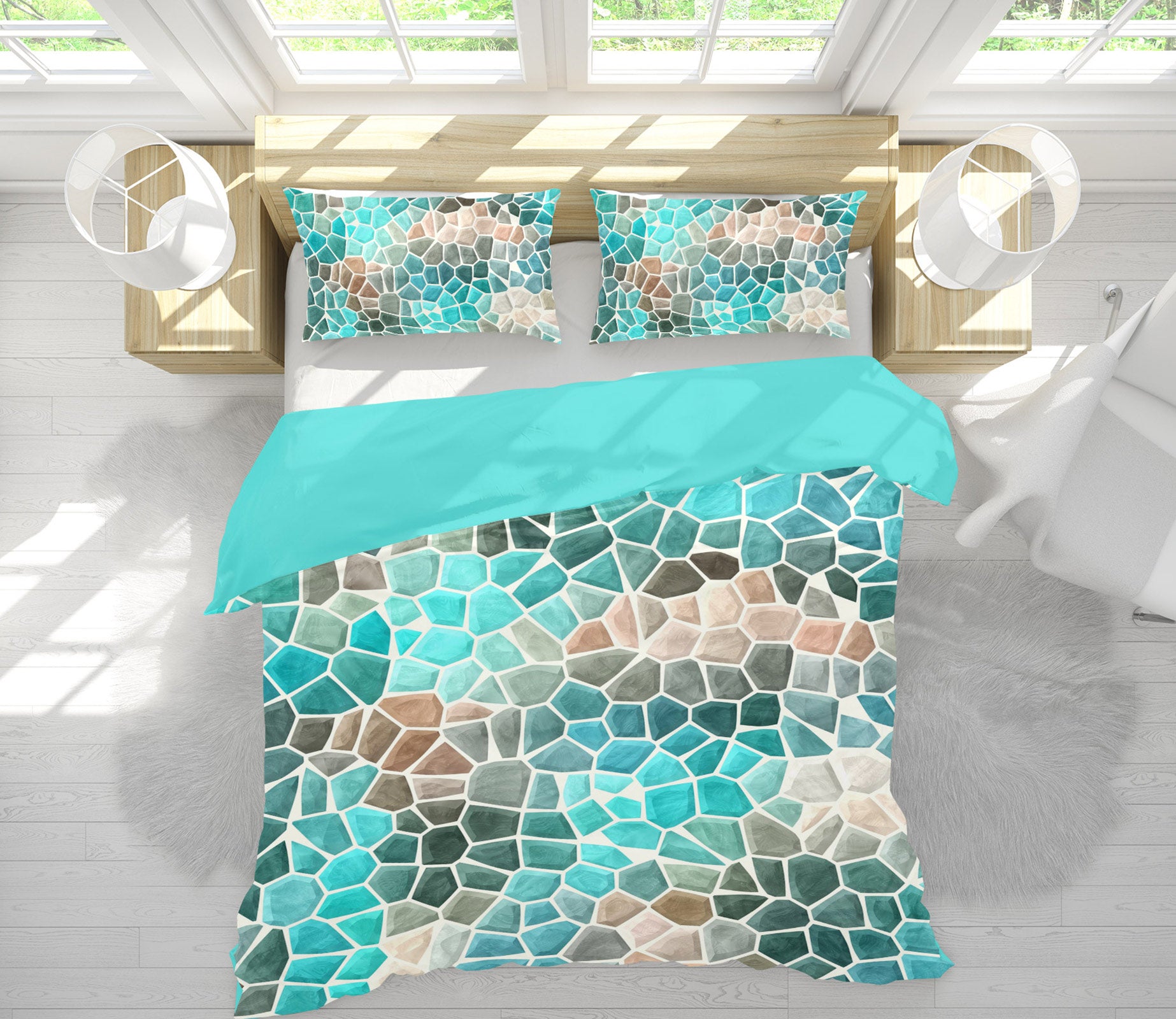 3D Green Patch 13203 Bed Pillowcases Quilt