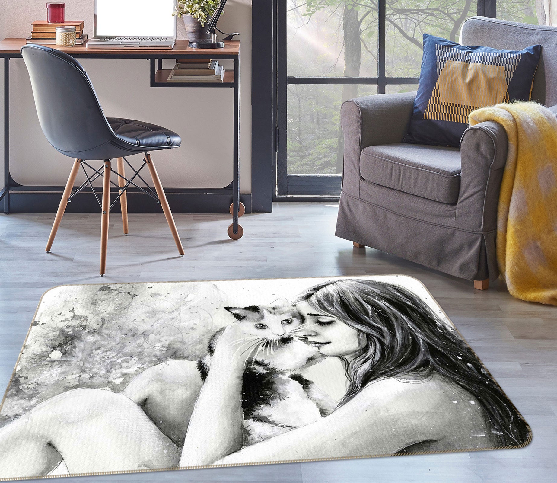 3D White Kitten 1026 Non Slip Rug Mat