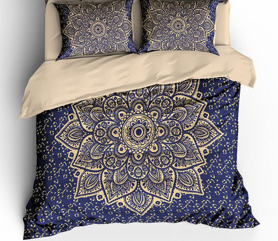 3D Dark Blue Flower 1177 Bed Pillowcases Quilt