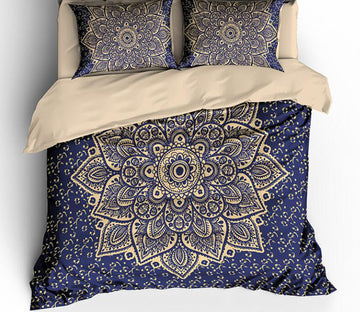 3D Dark Blue Flower 1177 Bed Pillowcases Quilt